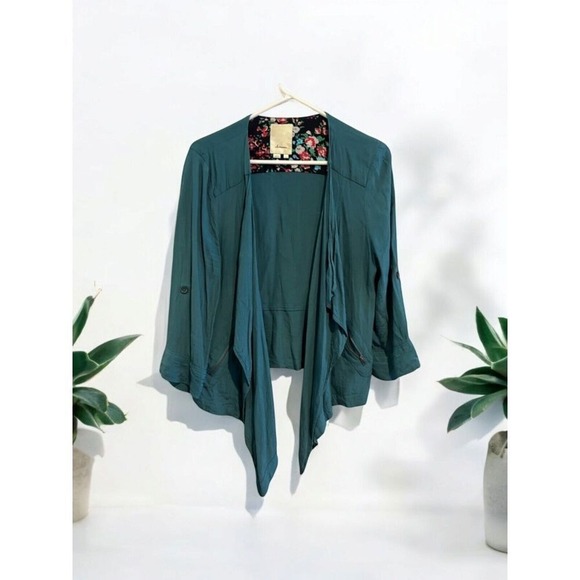 Anthropologie Elevenses Women's Open Front Light Weight Jacket Green Large - Picture 2 of 7